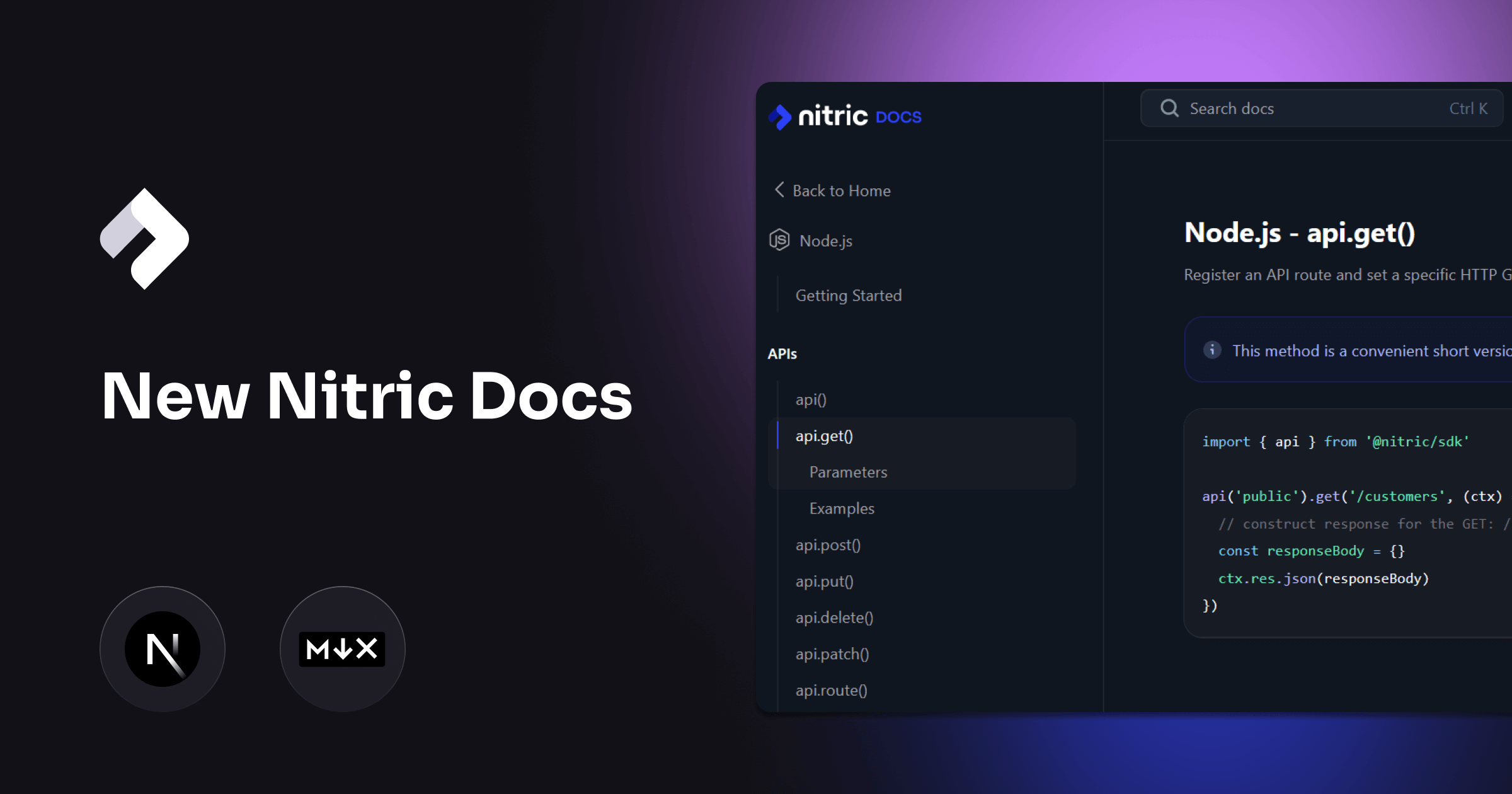 New Nitric Docs banner