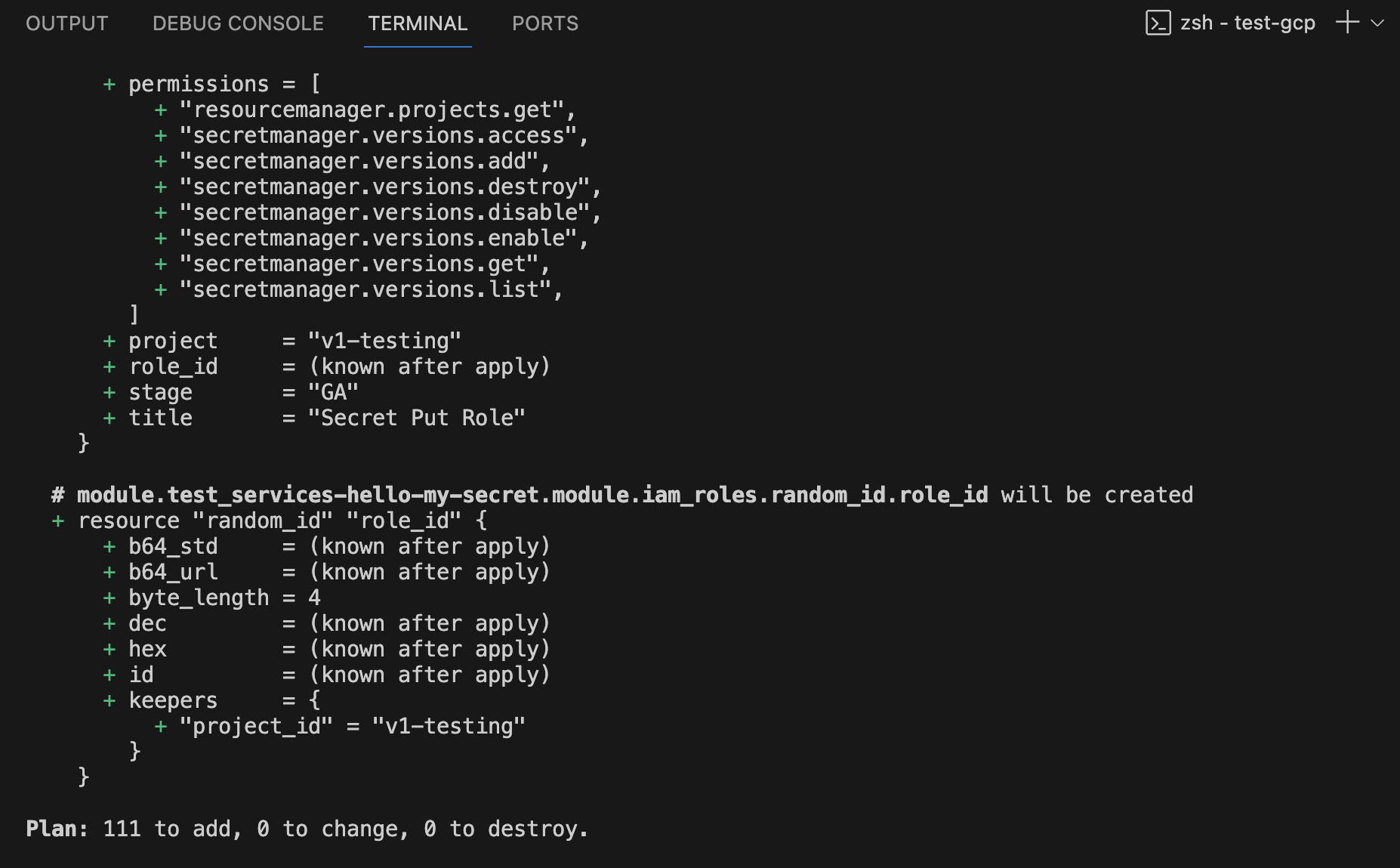 terraform plan